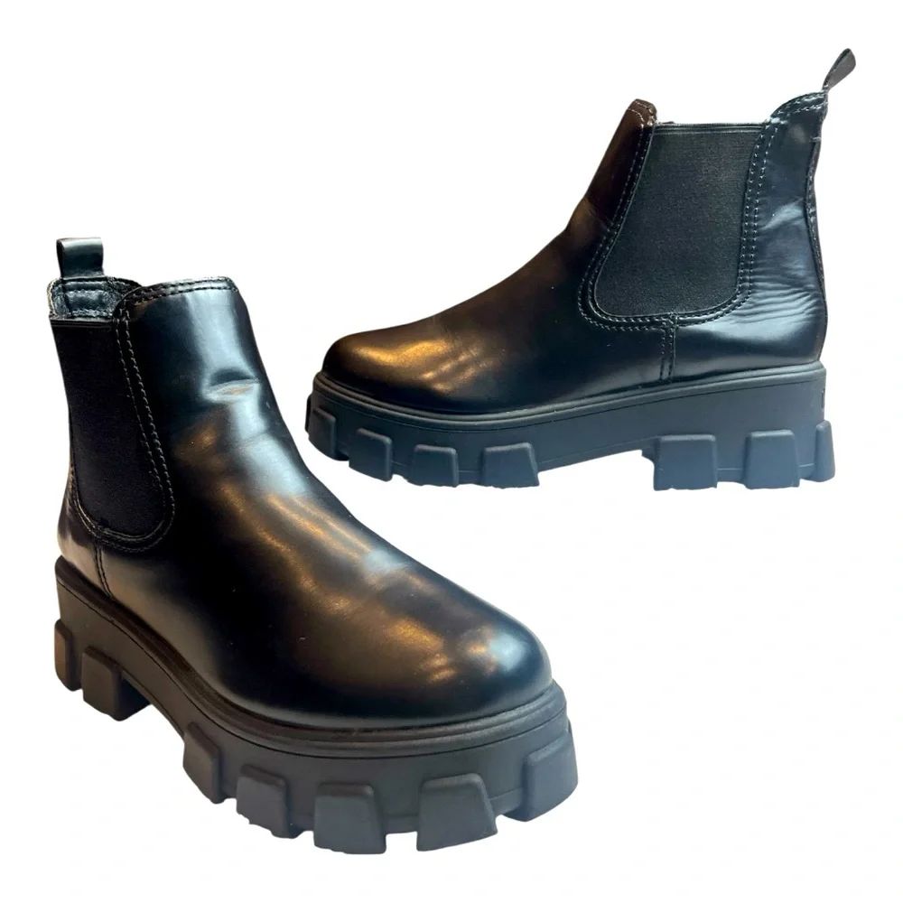 Circus by Sam Edelman Womens Black Darielle Lug Sole Platform Ankle Boots SZ 9 - Picture 2 of 9